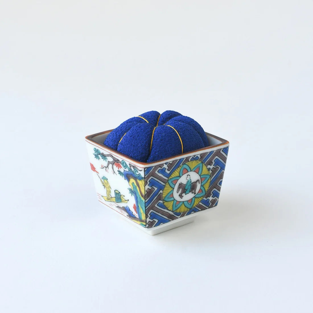 kutani pin cushion, indigo square