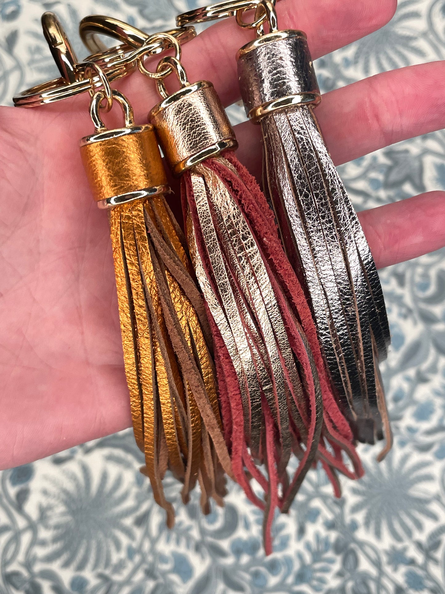 metallic leather tassel