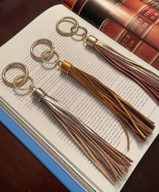 metallic leather tassel