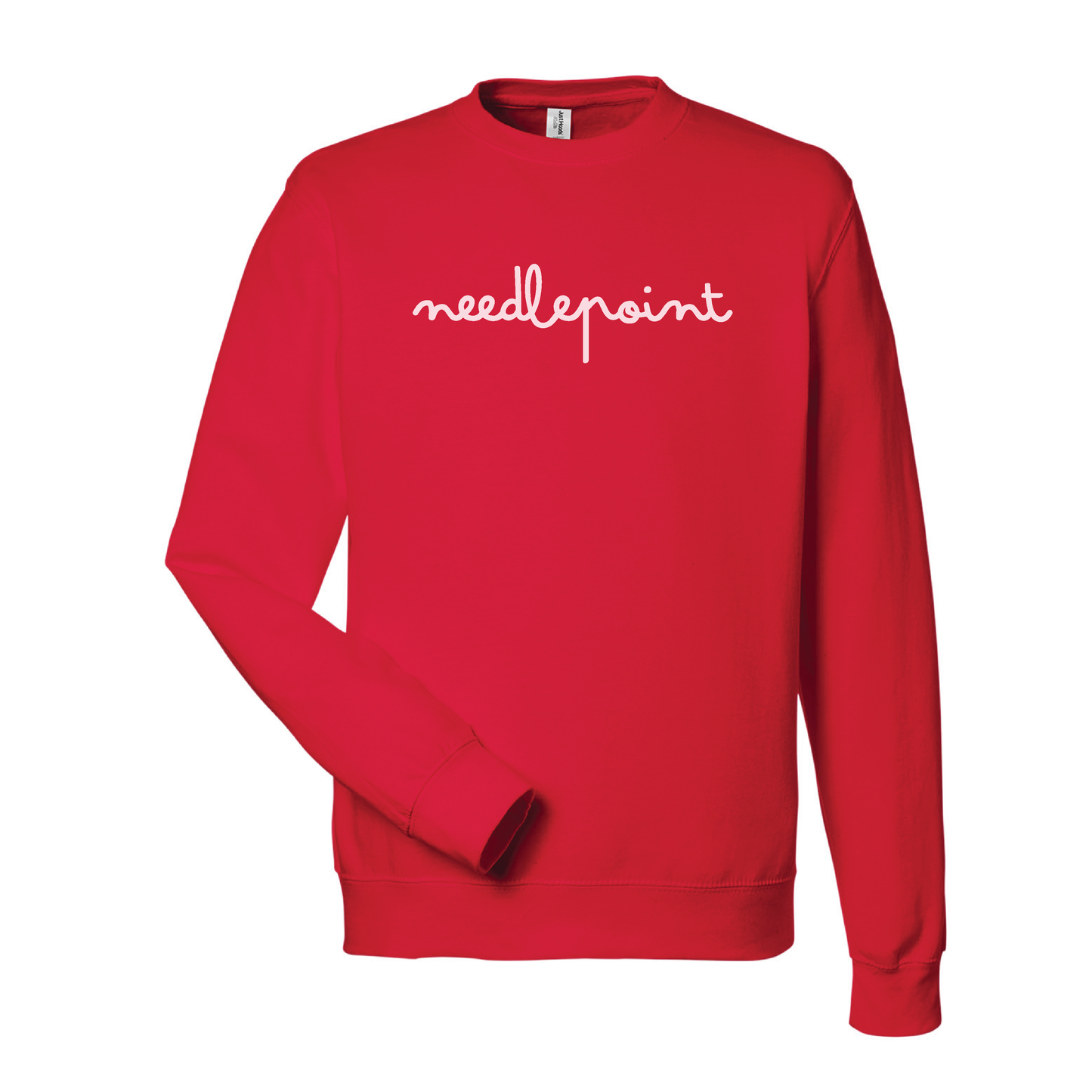 needlepoint sweatshirt - really red